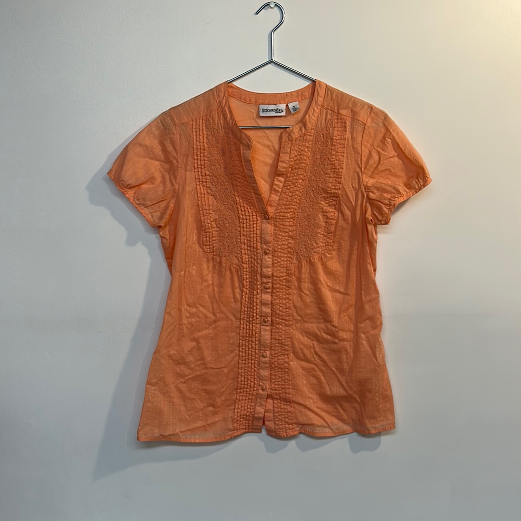 St Johns Bay Brand Womens Blouse Size M Peach Orange Color